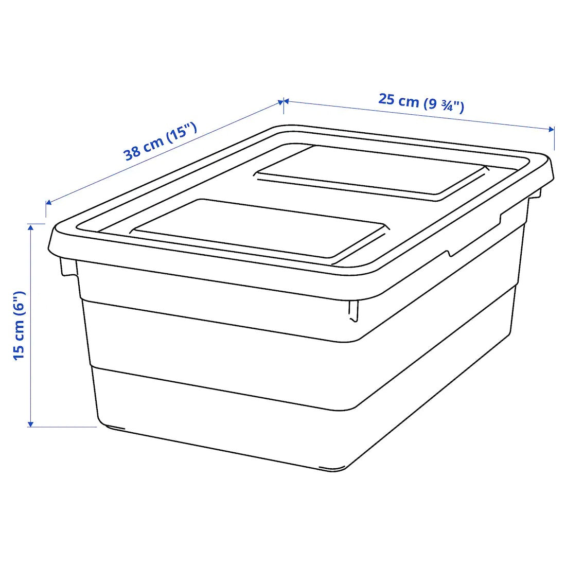 SOCKERBIT Storage box with lid, light blue38x25x15 cm