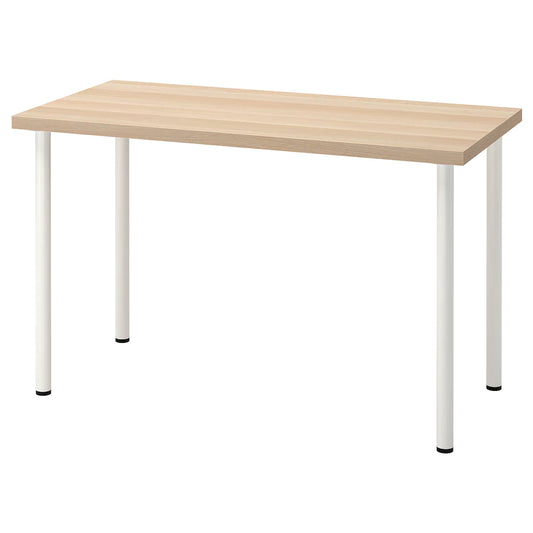 LAGKAPTEN / ADILS Desk, white stained oak effect/white, 120x60 cm