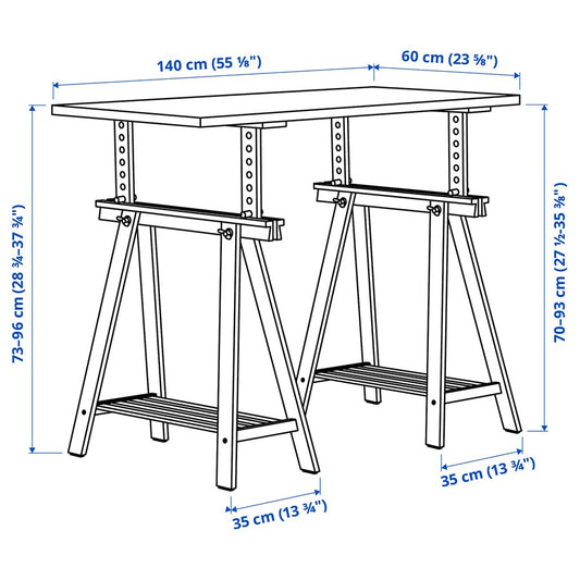 LAGKAPTEN / MITTBACK Desk, dark grey/white, 140x60 cm