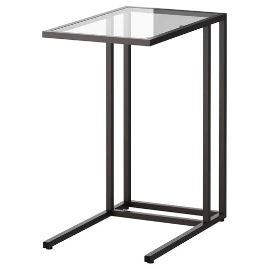 VITTSJÖ Laptop stand, black-brown/glass, 35x65 cm