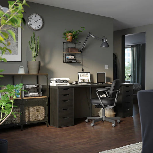 LAGKAPTEN / ALEX Desk, black-brown200x60 cm