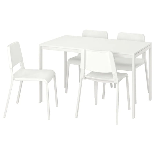 [pre-order] MELLTORP / TEODORES Table and 4 chairs, white, 125 cm