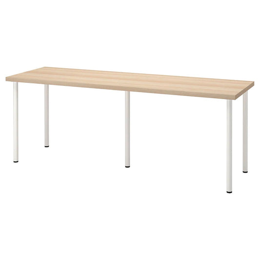 LAGKAPTEN / ADILS Desk, white stained oak effect/white200x60 cm