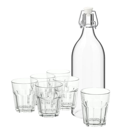 KORKEN/POKAL Bottle with stopper, clear glass1 l/6 Glass, clear glass27 cl